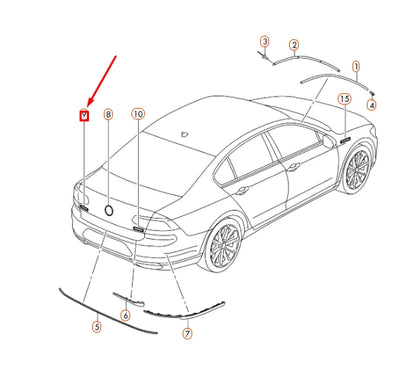 NEW VW PASSAT B8 REAR HIGH CHROME INSCRIPTION BADGE 3G08536872ZZ ORIGINAL