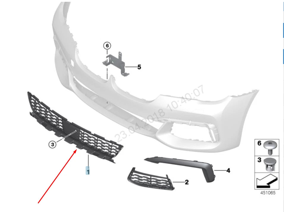 NEW BMW 7 G11 FRONT M SPORT BUMPER LOWER GRILLE ACC 51118061124 2016 ORIGINAL