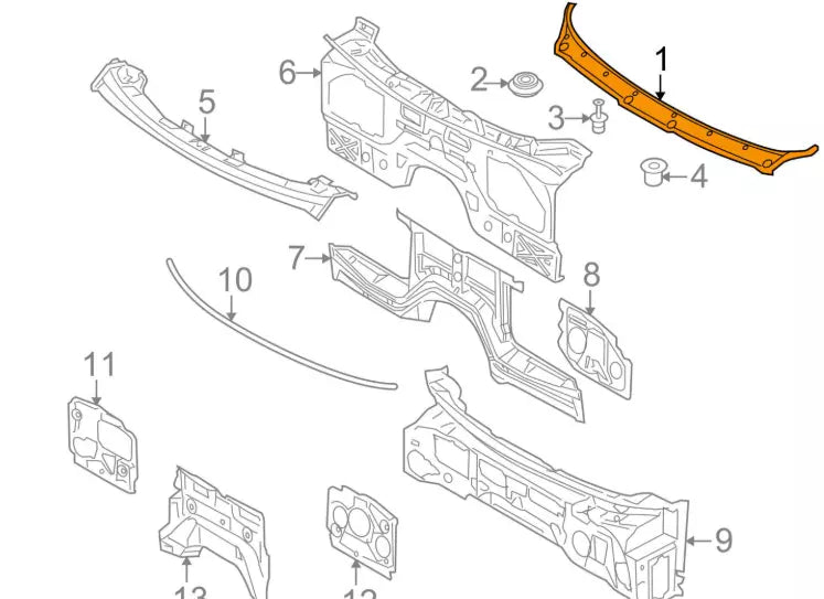 NEW BMW X5 E70 FRONT WINDSCREEN WIPER COWL PANEL LHD 51717151969 ORIGINAL