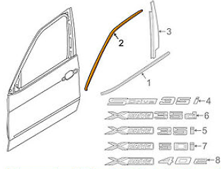 new bmw x5 f15 front right door top window frame trim 51317289632 original