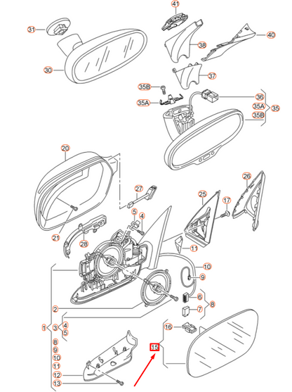 NEW AUDI Q3 8U RIGHT SIDE CONVEX WING MIRROR 4F0857536AL ORIGINAL