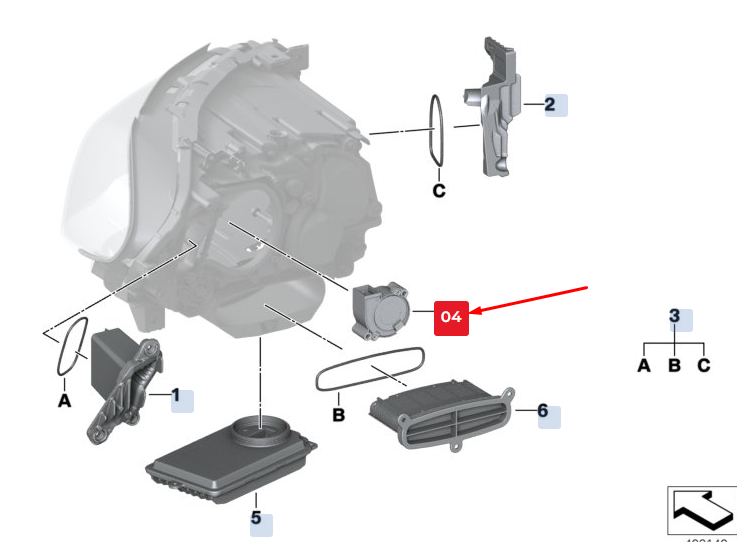 new bmw 5 gran turismo f07 right led headlight fan 63117352480 7352480 original