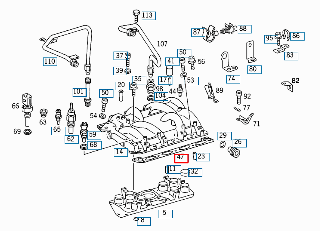 NEW MERCEDES-BENZ SL R129 INTAKE MANIFOLD LEFT GASKET A1191411580 ORIGINAL