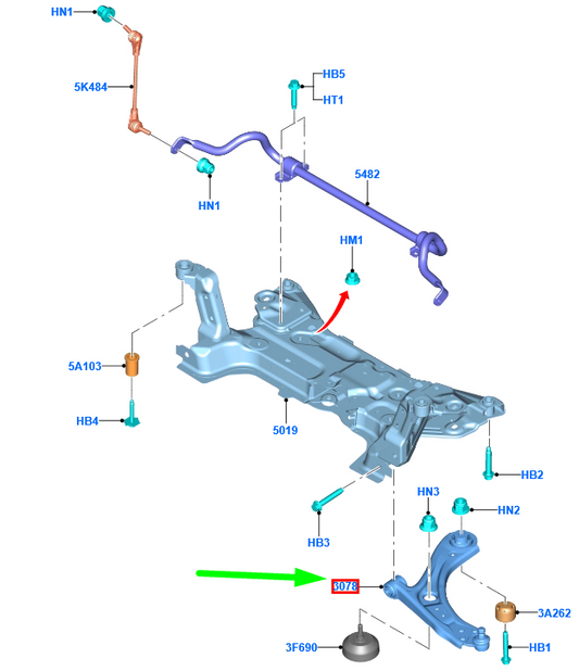 new ford focus mk4 c519 front left lower arm assy jx61-3a424-ceb 2216267