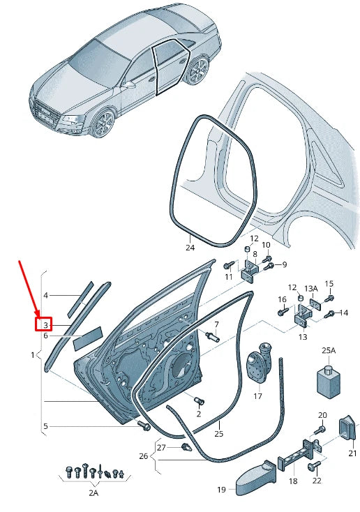 NEW AUDI A8 4H REAR DOOR SIDE REINFORCEMENT 4H0833497B