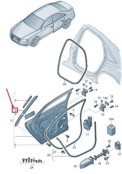 NEW AUDI A8 4H REAR DOOR SIDE REINFORCEMENT 4H0833497B