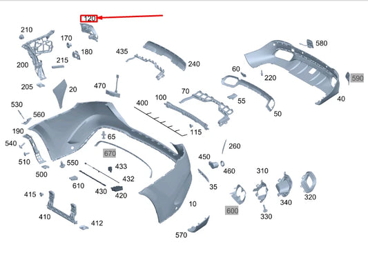 NEW MERCEDES-BENZ GLE W167 REAR RIGHT BUMPER BASIC CARRIER A1678804000 ORIGINAL