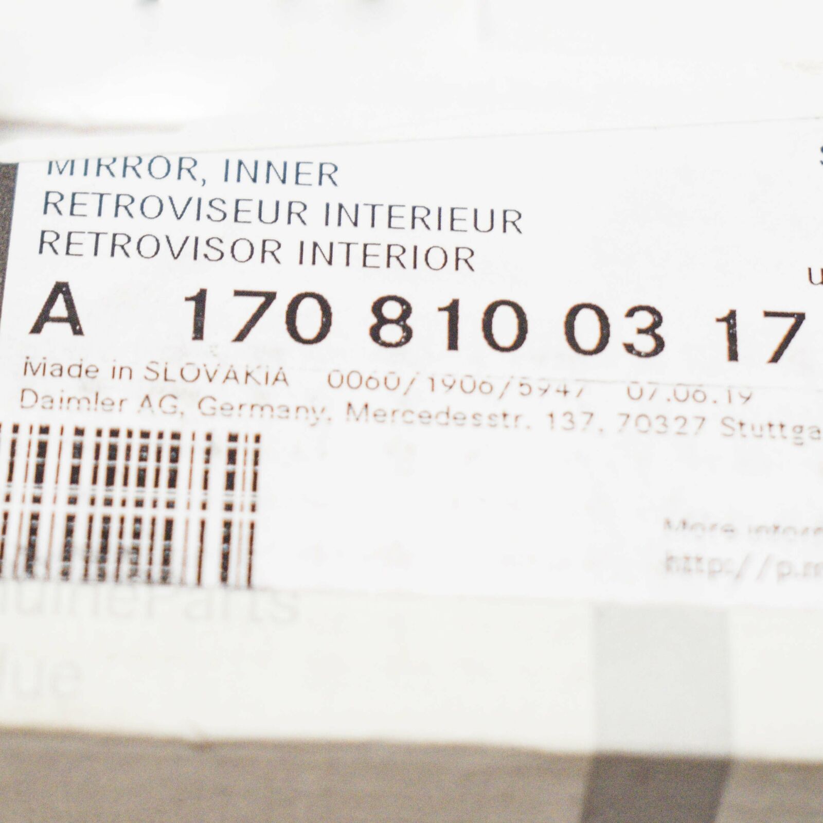 NEW MERCEDES-BENZ SLK R170 INTERIOR REAR VIEW MIRROR A17081003177C45 ORIGINAL