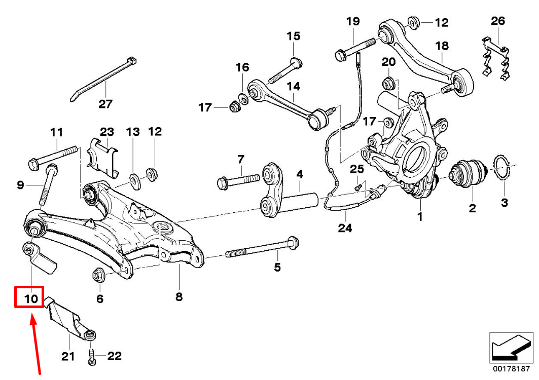 new bmw 5 e39 suspension control arm locking nut 33321091707 1091707 original