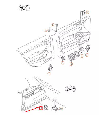 NEW VW PASSAT B8 LUGGAGE COMPARTMENT TOW HITCH SWITCH 3G0959511AWHS ORIGINAL