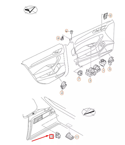 NEW VW PASSAT B8 LUGGAGE COMPARTMENT TOW HITCH SWITCH 3G0959511AWHS ORIGINAL