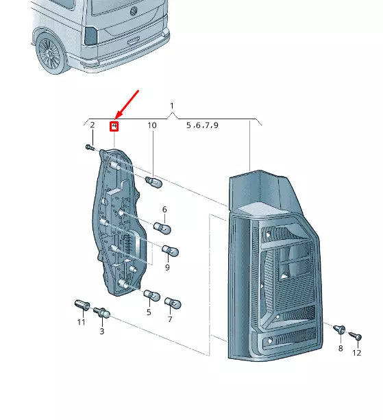 NEW VW TRANSPORTER T6 REAR RIGHT TAIL LIGHT BULB HOLDER RHD 7E0945258A