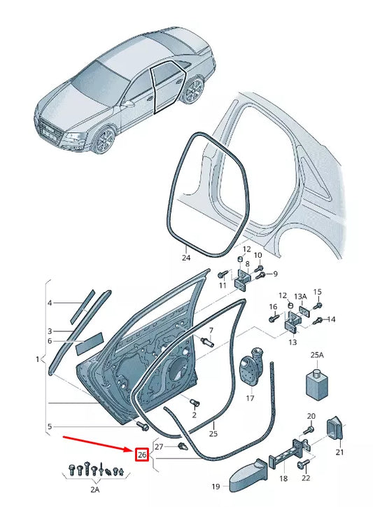 NEW AUDI A8 4H REAR RIGHT OUTER DOOR SEAL RUBBER 4H4839718C ORIGINAL