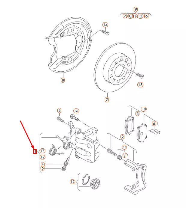 NEW AUDI A3 8P REAR RIGHT BRAKE CALIPER HOUSING 8J0615424E ORIGINAL