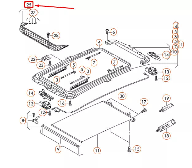 NEW VW TIGUAN 5N MK1 PANORAMA SUNROOF WIND DEFLECTOR 7N0877651A9B9 ORIGINAL