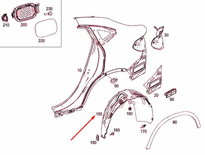 NEW MB GLC COUPE C253 REAR RIGHT WHEEL HOUSING COVER A2536900630 ORIGINAL