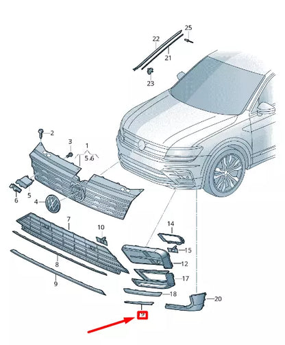 NEW VOLKSWAGEN TIGUAN AD MK2 FRONT LEFT BUMPER TRIM 5NA853101C2ZZ ORIGINAL