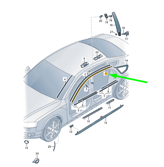 new audi a5 sportback 8t8 left side roof molding strip 8t8853703ft94 original