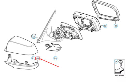 NEW BMW 5 E60 LEFT SIDE LOWER MIRROR HOUSING 51167266037 7266037 ORIGINAL