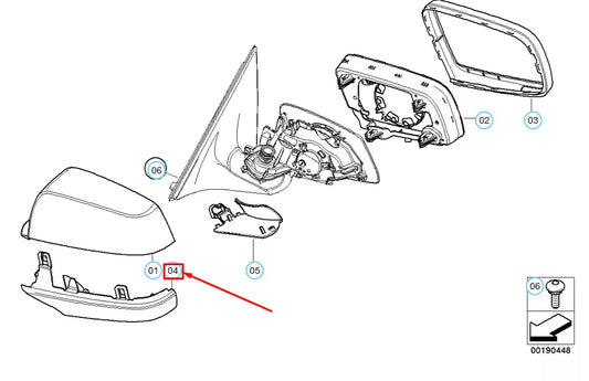 NEW BMW 5 E60 LEFT SIDE LOWER MIRROR HOUSING 51167266037 7266037 ORIGINAL