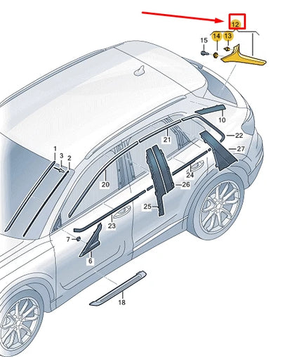 NEW AUDI Q4 E-TRON REAR LID RIGHT SPOILER 89A854872 ORIGINAL