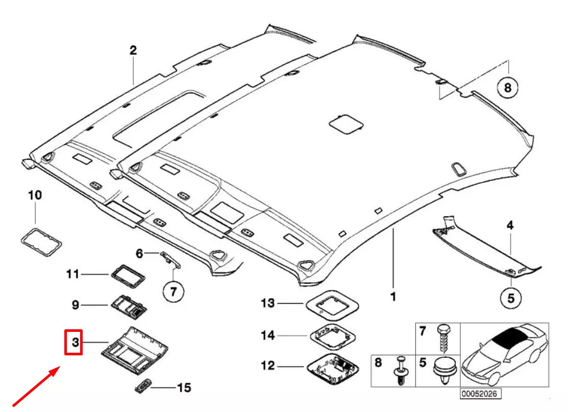 NEW BMW 3 E46 HEADLINING SUNROOF MOTOR COVER 51442699062 2699062 ORIGINAL