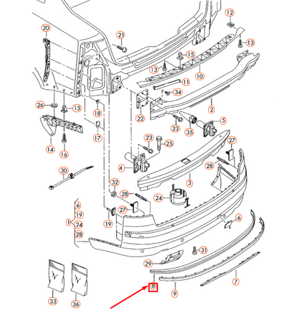 new audi a8 d3 rear bumper trim guard 4e0807425agru original