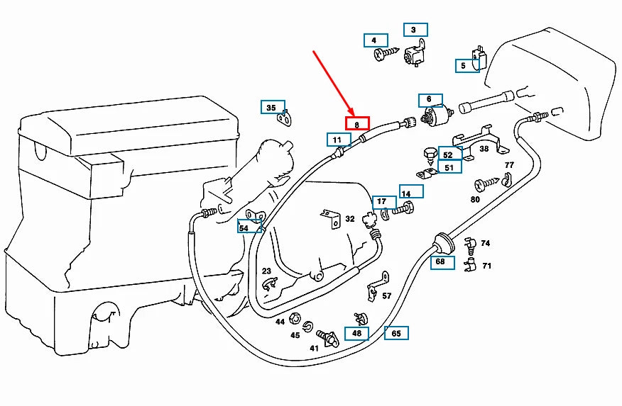 NEW MB SALOON W123 SPEEDOMETER FLEXIBLE SHAFT CABLE A1235428207