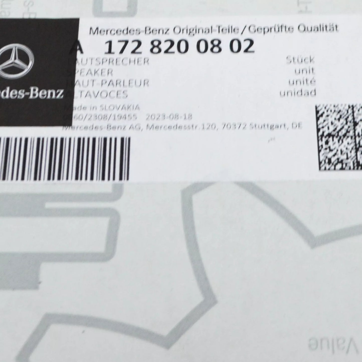 NEW MERCEDES-BENZ SLC R172 FRONT DOOR BOTTOM SPEAKER A1728200802 ORIGINAL