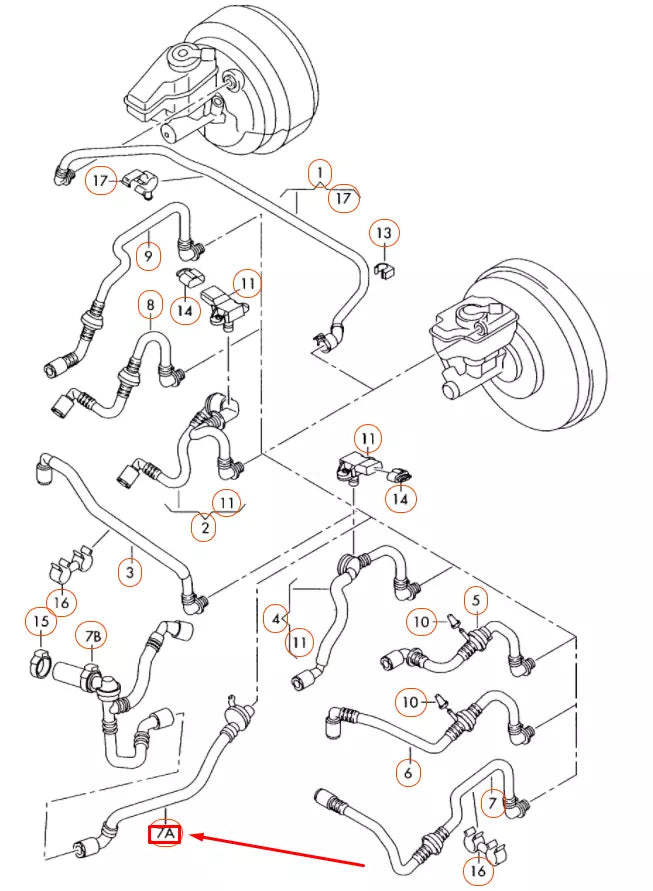 NEW AUDI A3 8P BRAKE SERVO VACUUM HOSE 1K0612041JS ORIGINAL