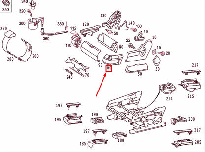 NEW MB S W220 FRONT SEAT LEFT OUTSIDE COVER A22091813309B51
