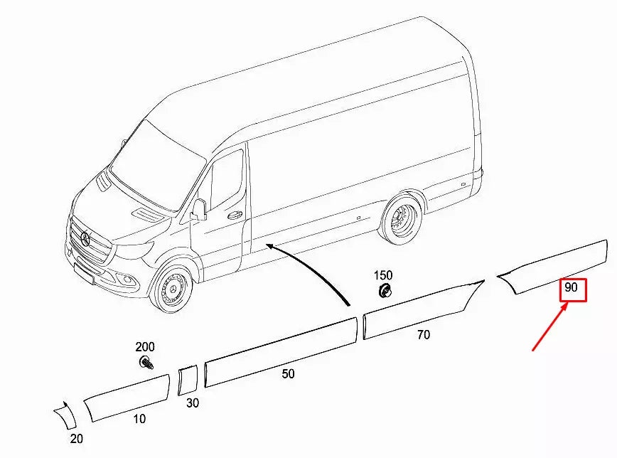 NEW MERCEDES-BENZ SPRINTER 907 REAR LEFT WHEEL ARCH TRIM A90769057009K83