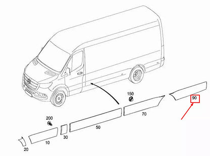 NEW MERCEDES-BENZ SPRINTER 907 REAR LEFT WHEEL ARCH TRIM A90769057009K83
