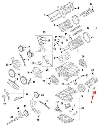 NEW AUDI A5 SPORTBACK 8T UPPER ENGINE CRANKSHAFT BEARING 06E105561ABGLB ORIGINAL