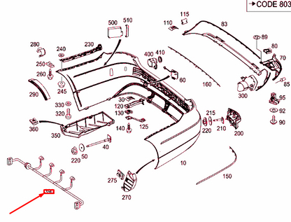 NEW MB E W212 REAR BUMPER PARKTRONIC WIRING HARNESS A2124405810 ORIGINAL