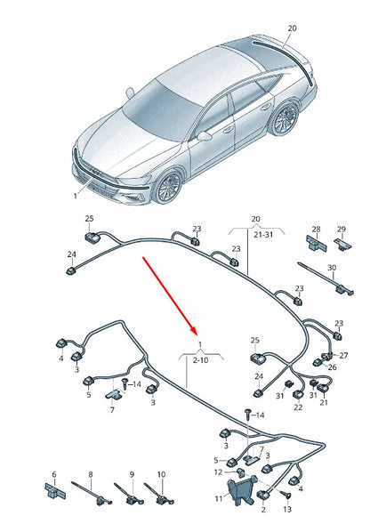 NEW AUDI A7 4K8 FRONT BUMPER WIRING 4K8971095F ORIGINAL