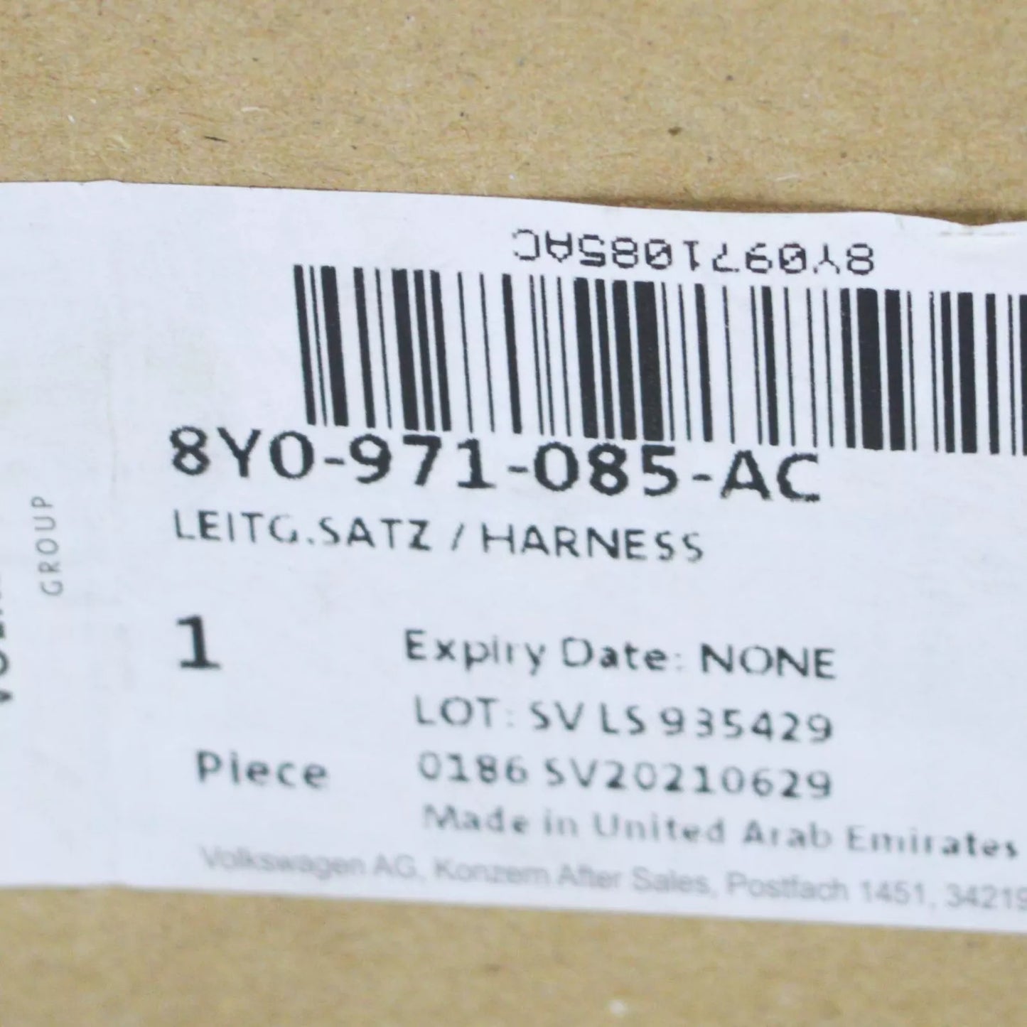 NEW AUDI A3 SPORTBACK 8Y FRONT BUMPER WIRING HARNESS LOOM 8Y0971085AC