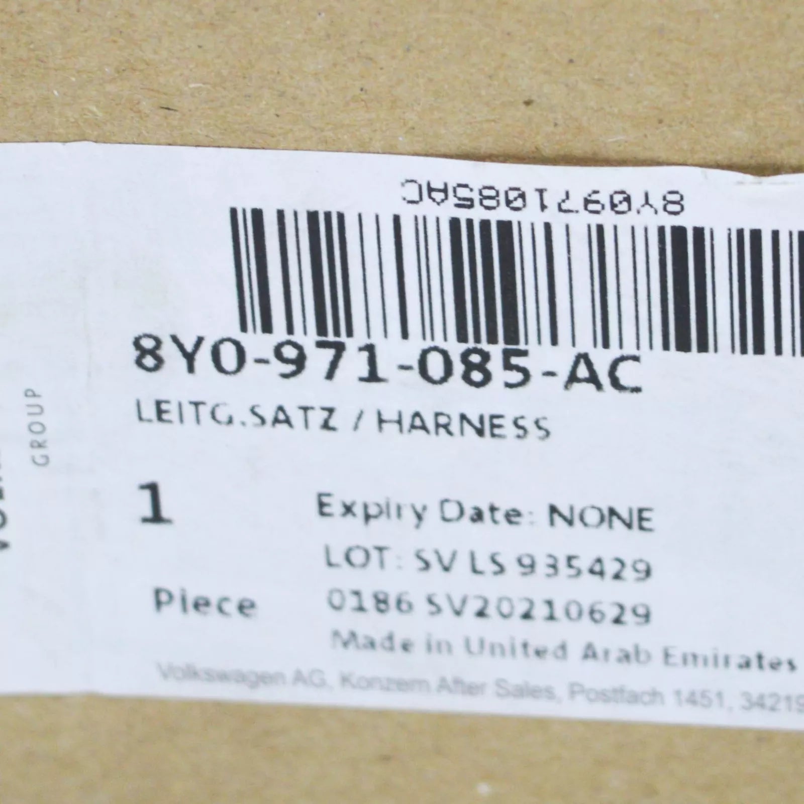 NEW AUDI A3 SPORTBACK 8Y FRONT BUMPER WIRING HARNESS LOOM 8Y0971085AC