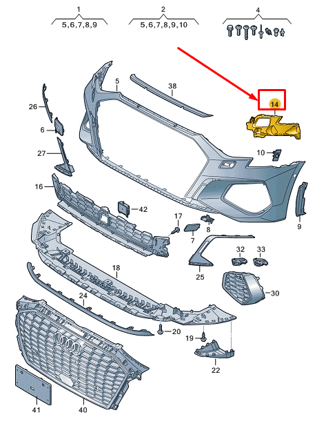 new audi a3 sportback 8y front left bumper closing element 8y0807319a original