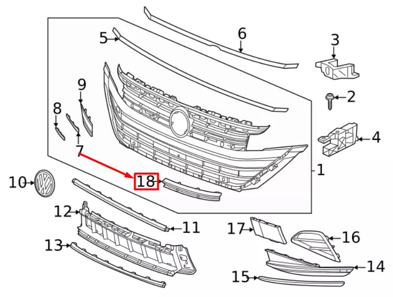 NEW VOLKSWAGEN ARTEON 3H7 FRONT LEFT RADIATOR GRILLE TRIM 3G8853173