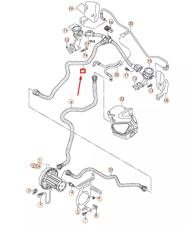 NEW AUDI A4 B8 SECONDARY AIR PUMP CONNECTING PIPE 06E131143AJ