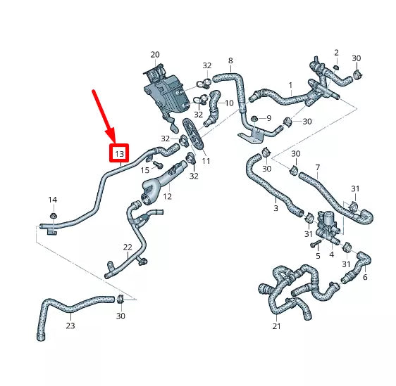 NEW AUDI Q5 FY COOLANT PIPE WITH COOLANT HOSE 80C819558A