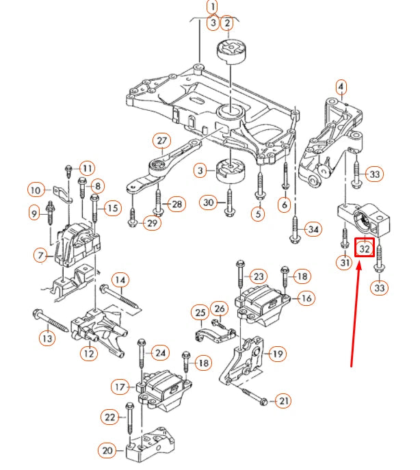 NEW AUDI A3 8P FRONT RIGHT CONTROL ARM MOUNT BRACKET 1K0199232N ORIGINAL