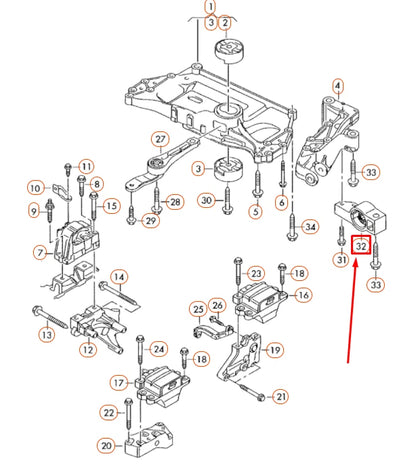 NEW AUDI A3 8P FRONT RIGHT CONTROL ARM MOUNT BRACKET 1K0199232N ORIGINAL