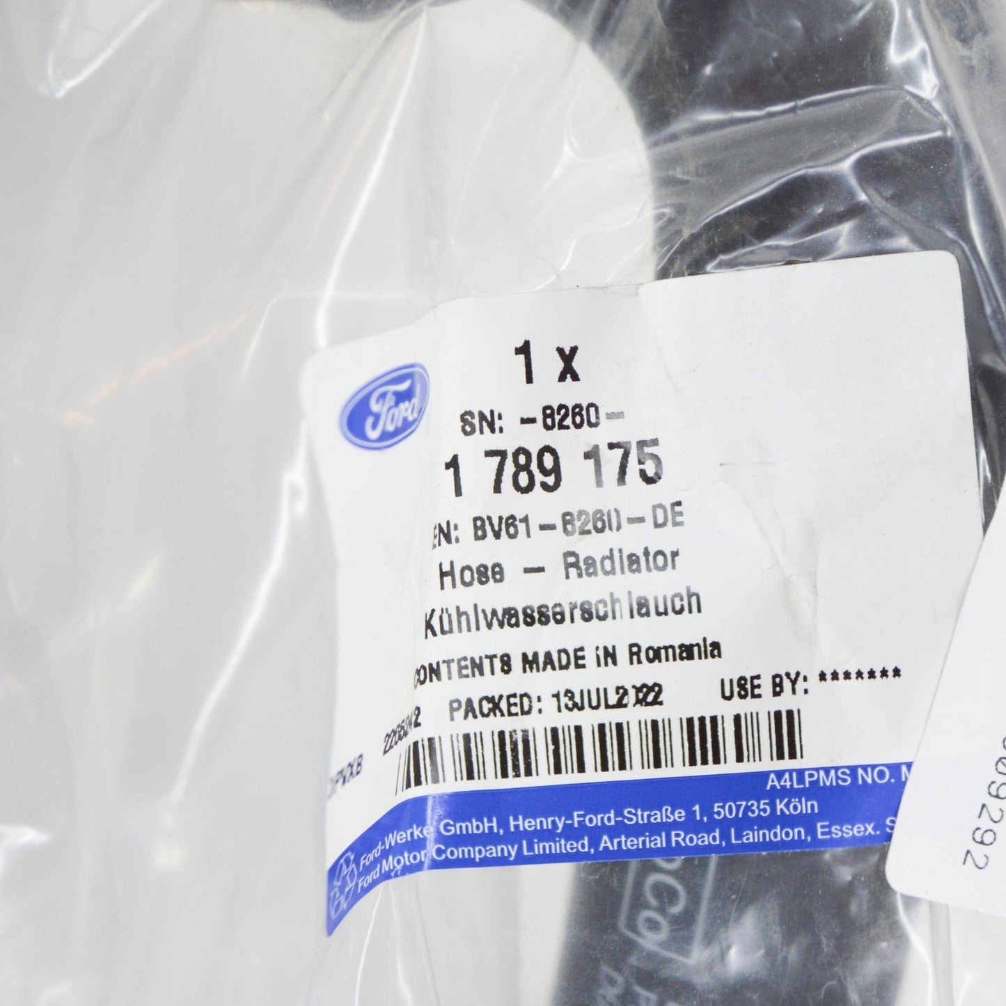 new ford kuga mk2 c520 radiator bottom hose 1789175 bv61-8260-de original