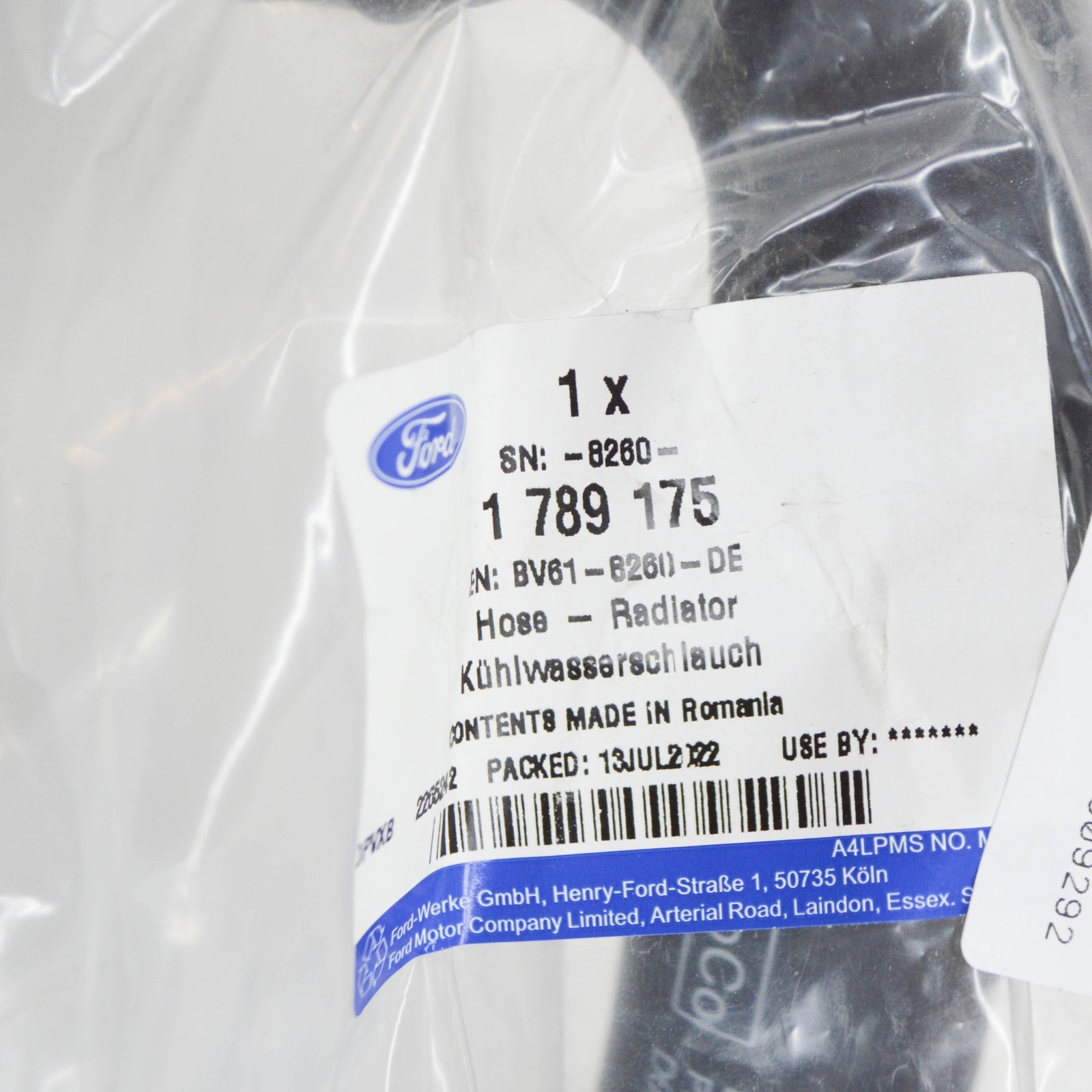 new ford kuga mk2 c520 radiator bottom hose 1789175 bv61-8260-de original