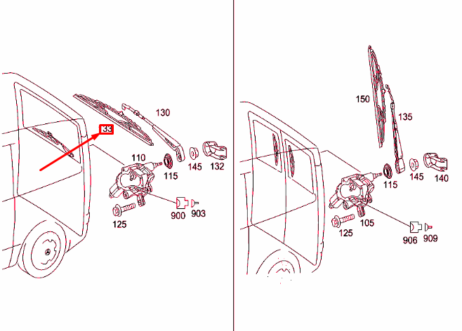 NEW MERCEDES-BENZ VITO W639 REAR WINDSHIELD WIPER BLADE A0018202545 ORIGINAL