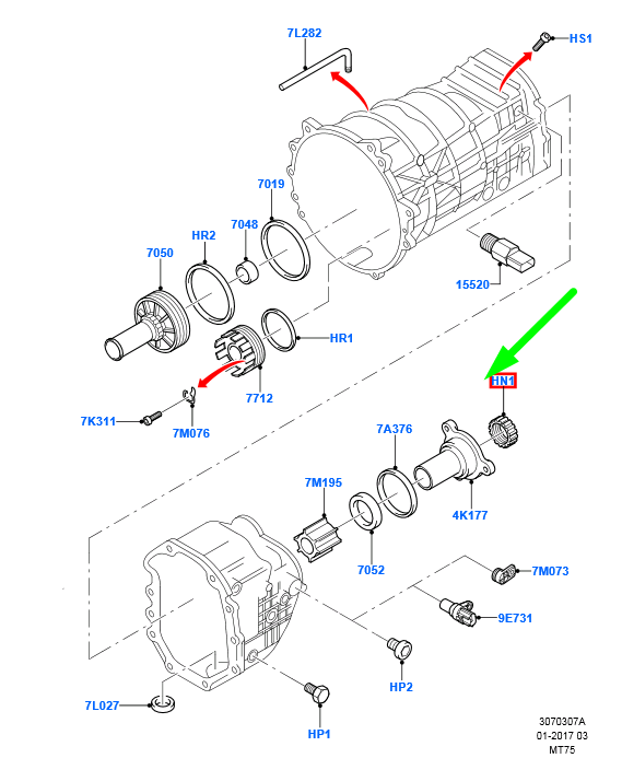 new ford transit mk3 transmission external cmpnts nut 4654934 original