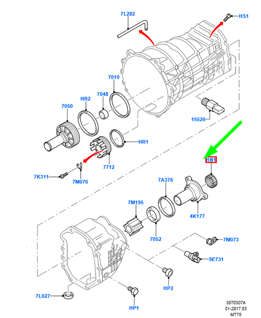 new ford transit mk3 transmission external cmpnts nut 4654934 original