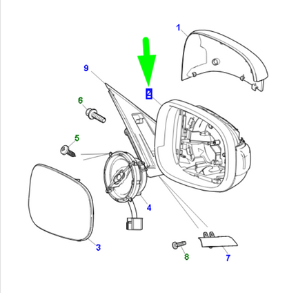new jaguar xf x250 front right side wing mirror lhd c2z19369 original